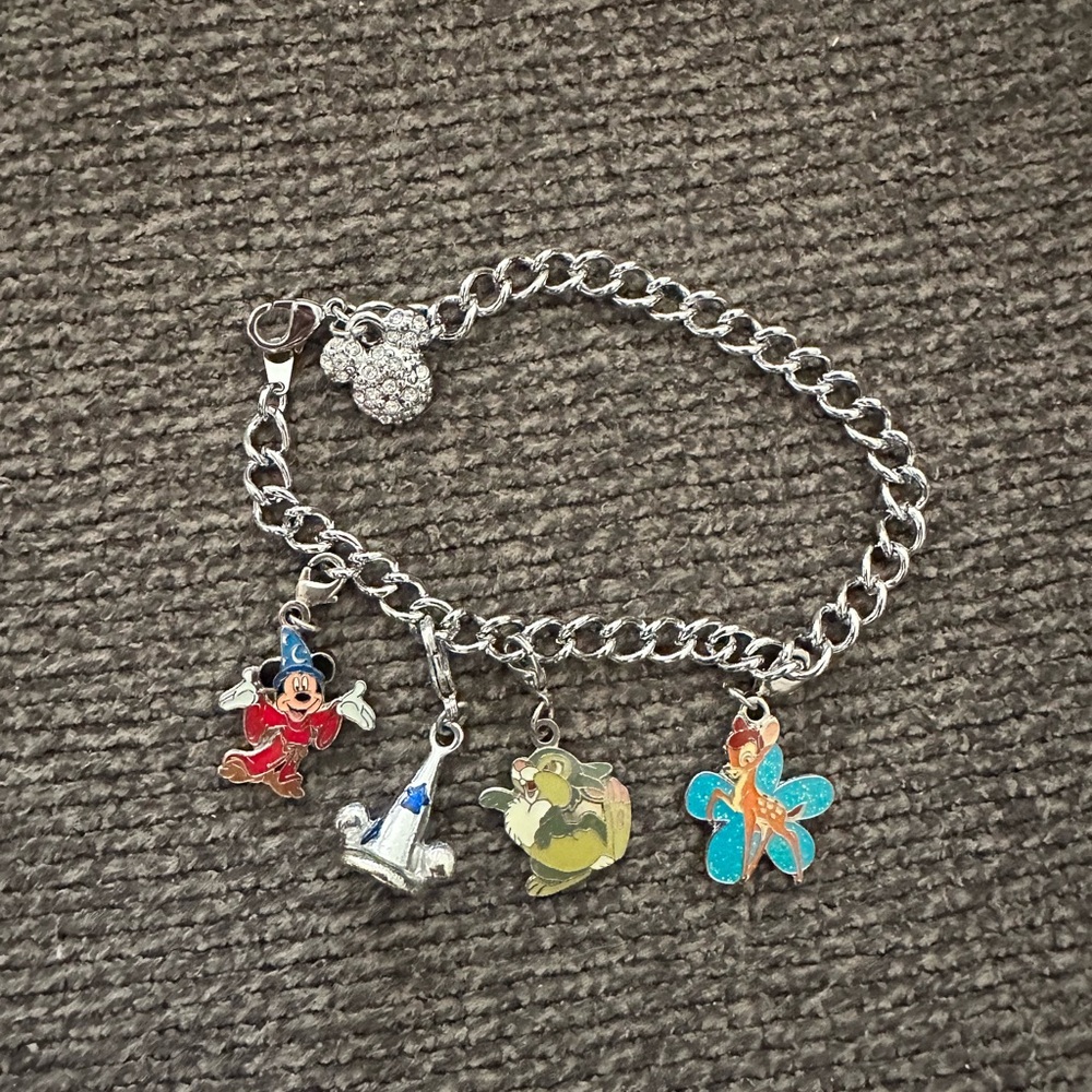 Disney Charm Bracelet - Silver with Colorful Charms